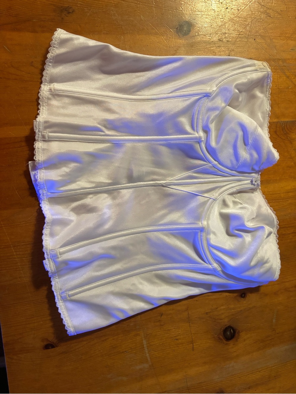 Dominique White Satin Bustier Bandeau Top